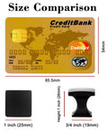 Curved Square Top Cabinet Knob Chrome Pull Handle 25mm Pack Of 25 size comparison with credit card and side view.