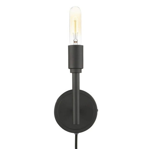 Industrial Minimalist Wall Sconces Set Of 2 Plug In Wall Lamps With On Off Switch For Living Room Bedroom And Bathroom Vanity Black With E26 Base Compatibility For LED CFL Halogen And Incandescent Bulbs Not Included