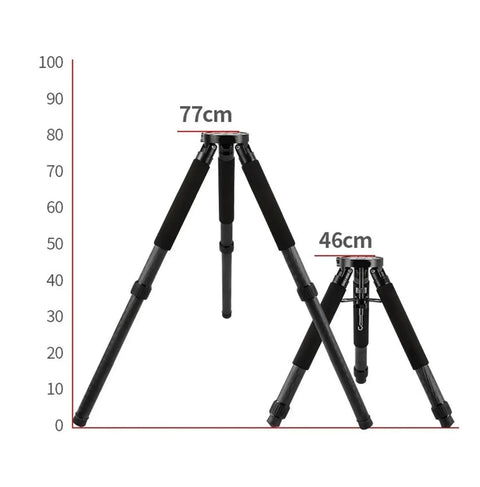 Ergonomic Telescope Mount Stand With Carbon Fiber Tripod Heavy Duty 50kg Load Bearing, two tripod sizes shown with height measurements.