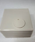 Stack of Beige Bone Almond Ceramic Bullnose Tile 4x4 Square Trim With Curved Edge 9 Piece Box Perfect For Backsplash