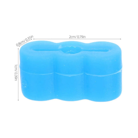 Close-up of a blue rubber stop from 20 Pack Drawer Slide Rubber Stops Replacement Parts for Furniture Drawers with size dimensions.