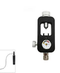Scuba Yoke K Valve Tank Refill Adapter Adaptor rated for 300 bar 4500 psi with hose and pressure gauge, black metal design