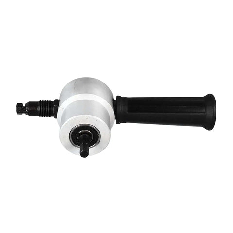 Pro Grade Double Head Sheet Metal Nibbler Cutter With 360 Degree Rotating Alloy Heads 8mm Chuck Drill Attachment side view