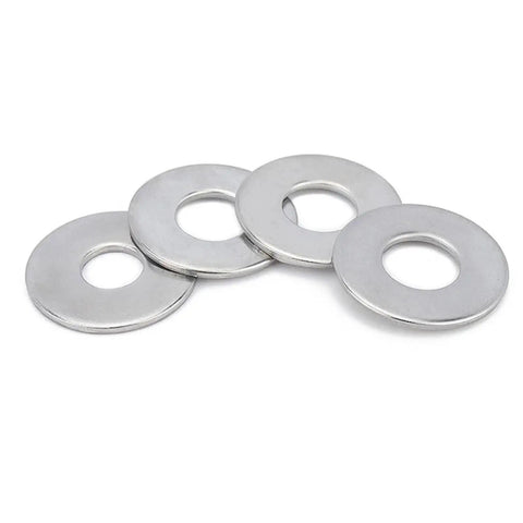 Stainless Steel Flat Washers Set M3 M4 M5 Assortment Kit 200-Piece Heavy-Duty Load Spreading Washers For Even Tension And Tight Fastening Go-To For Furniture, Automotive, And DIY Projects Indoors Or Outdoors; four washers