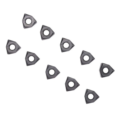 Ten black coated carbide indexable turning inserts with center holes for CNC lathes