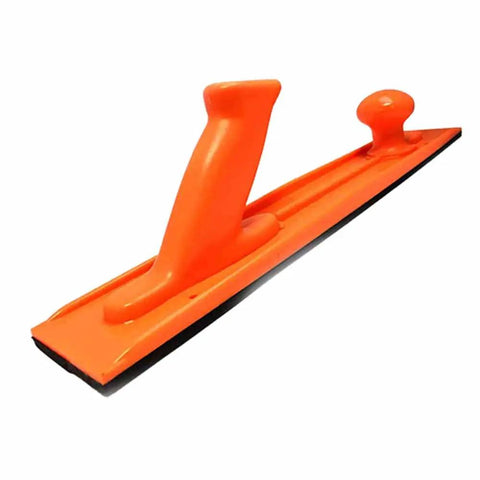 Durable 5 Piece Safety Push Block Set For Woodworking Including One Long Push Block Two Short Push Blocks One V Stick And One Push Stick In Bright Orange For High Visibility On Router Tables Shapers Band Saws Table Saws And Jointer Pro Grade Heavy Duty, featuring the long push block in bright orange for woodworking safety.