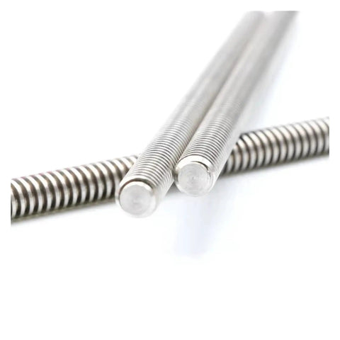Close-up view of Badass T16 Tr16 Trapezoidal Lead Screw with precision threads for 3D printers and CNC routers.