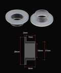 Heavy Duty Flanged Nylon Bushings 15 Mm Bore Sleeve Bearings For Shafts 17 Mm Outer Diameter 9 Mm Length, showing dimensions and profiles.