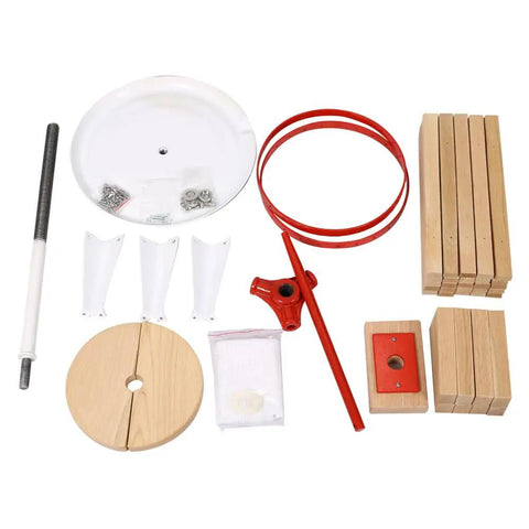 Heavy Duty Wooden Fruit Press With Oak Frame And Stainless Steel Parts, 18L Capacity Home Wine And Juice Maker For Apples Grapes And Berries, Easy Turn Hand Crank, Built To Last Kitchen Press parts kit with oak wood blocks, stainless plate, crank, and screws