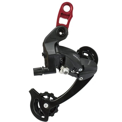 Rear Derailleur For Six To Eleven Speed Bicycles With Red Hanger Extender, Aluminum Body, Quiet and Smooth Shifting, Max 50T Chainring