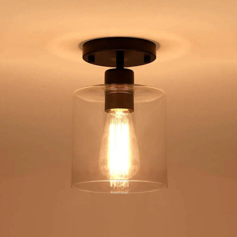 Two Pack Matte Black Semi Flush Ceiling Lights For Hallways And Closets, Modern Rustic Ceiling Fixtures, 6 Inch, Easy Install, E26 Base Compatible, Not Dimmable On Fixture But Works With Dimmer And Dimmable Bulbs