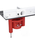 Boss Level Router Table Saw With Quick Turn Lift Kit And Reinforced Insert Base angle showing base assembly for woodworking.