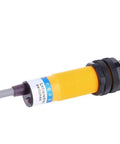 Close-up of JYIO 10 Pack Infrared Photoelectric Switch Diffuse Reflection Sensor Module with yellow body and rugged 1.1m cable
