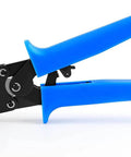 Knoweasy KN-3220M micro Molex crimping tool with blue handles, side view for 0.03–0.52 mm² (32–20 AWG) wires