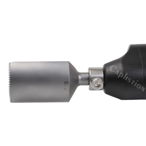 Heavy Duty Veterinary TPLO Saw And Electric Bone Drill Kit For Small Animal Orthopedics Built Tough Sterilizable Up To 135 Degrees Fahrenheit, close-up of saw blade.