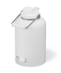 1 Gallon Ceramic Lined Insulated Water Jug Stainless Steel Double Wall with white exterior and carrying handle.
