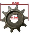 Sprocket gear for 49cc/80cc motorized bike clutch system; metal with 46.5mm outer diameter and 14.5mm bore
