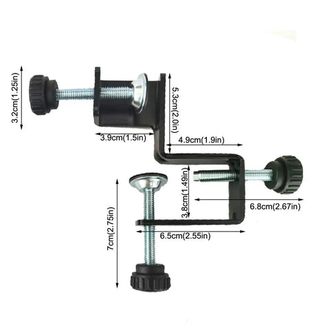 2-Pack Adjustable Drawer Front Mounting Clips And Clamps For Cabinet Hardware Jig, Drawer Fixing Tool with dimensions.