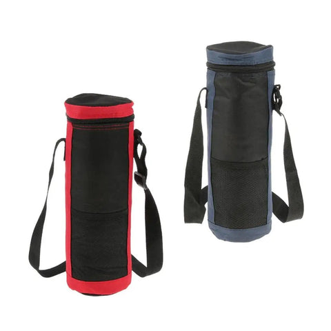 Top Shelf 2 Liter Oxford Insulated Cooler Bag With Long Grip Lightweight Bottle And Can Hauler Grab And Go Drink Carrier Perfect For Camping Beach Or Tailgate Vibes Blue, showcasing red and blue insulated carriers.