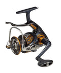 Beast Lever Brake Spinning Reel Impult 20 2500SH LBD 6.8 To 1 Gear Ratio shown at an angle, black and gold finish