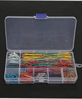 Complete Breadboard Jumper Wire Kit With 560 Piece Solderless Cables In Multicolored Assorted Lengths Plus Sturdy Storage Box, open view of assorted jumper wires.