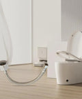 Six Pack 12 Inch Braided Stainless Steel Toilet Supply Lines 3/8 Inch Compression to 7/8 Inch Back Nut in bathroom setting