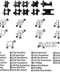 Diagram of 29 tool functions on All In One Multitool Bracelet For Men With Pry Tool And Bottle Opener, 29 In 1 Stainless Steel Wristband.