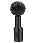 Top Tier Sphere Rotary Burr Angle Grinder Attachment 10mm Plus 14mm Ball Gouge Wood Carving Tool with textured spherical tip.