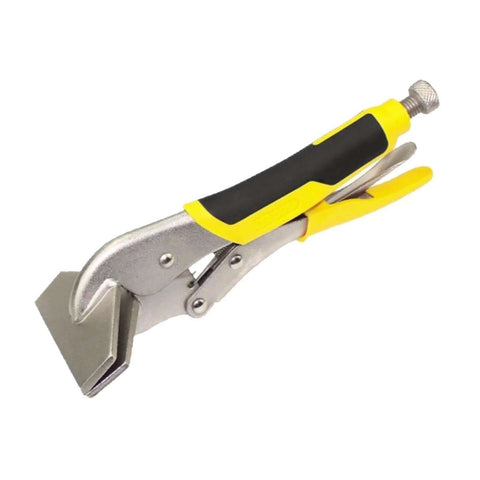 Locking Sheet Metal Clamp Duckbill Pliers 11 Inch Heavy Duty High Carbon Steel Adjustable Opening with black and yellow grip