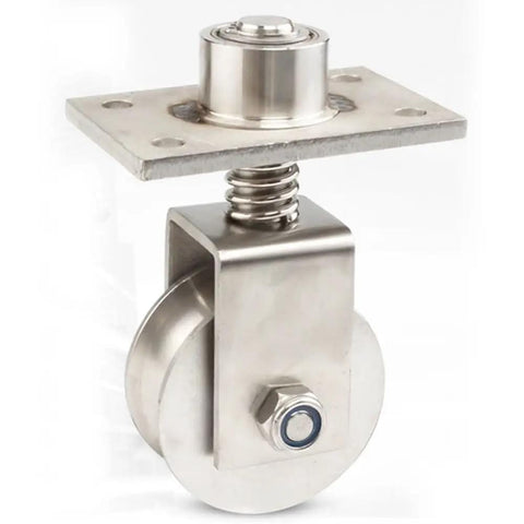 Rock Solid Heavy Duty 68mm V Groove Gate Wheels With Spring Loaded Casters Stainless Steel Rolling Gate Caster for Sliding Gates