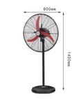 75cm Electric Floor Fan With Slick 3 Speed Settings And Smooth Tilt Adjustment Delivers Badass Airflow For Serious Home Chilling And Total Summer Relief, showing red blades and adjustable height
