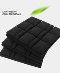 Heavy Duty 10 Pack Soundproof Acoustic Foam Panels 2X12X12 Inch Non Adhesive Wedge Tile Set for home studios, black foam stacked.