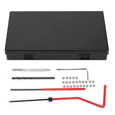 30 Piece M2.5x0.45 Stainless Steel Thread Repair Kit With Spiral Drill Screw Tap Wrench Break Pin Tool Hex Wrench And 25 Thread Inserts