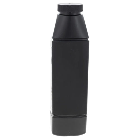 Side view of a black plastic 1 quart bottle of 20W50 Hydraulic Fluid Quart for Lawn Tractors, Skid Steers, and Heavy Equipment