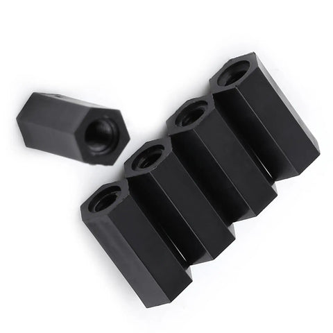 Order 100 M3 Female To Female Hex Nylon Standoff Spacers Black Pillars For Circuits And Machinery Mounting Pro Tool Grade showing hex standoffs.