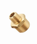 Brass Reducing Hex Nipple Set One Quarter Inch NPT Male To One Half Inch NPT Male, Threads Fit One Half Inch OD To Three Quarters Inch OD