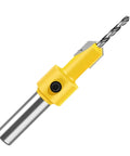 Kickass Woodworking Countersink Drill Bit Set With Ace Step Drills for smooth hole cutting and wood screw mounting.