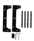 Components of Router Sled for Slab Flattening, Aluminum Alloy Woodworking Jig with screws and tools shown on white background