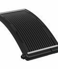 Heavy Duty Solar Pool Heater With Fully Adjustable Aluminum Legs Quick To Install For Lazy Weekend Soaks And Hella Stable Design showing black curved collector mat.
