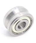 Lv62010ZZ Double Shielded Roller Bearing 6X20X10mm V Groove Pulley Wheel for Linear Guide Rails, showing steel inner and outer surface.
