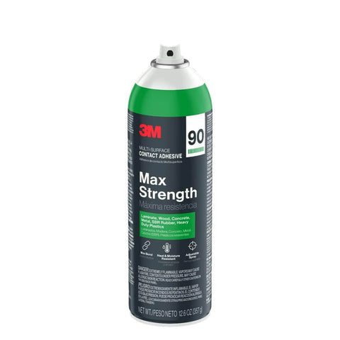 Max Strength 90 Multi-Surface Contact Adhesive Spray, 12.6 oz Can, Low VOC Formula, Heat and Water Resistant, Adjustable Nozzle