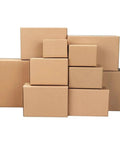 10 Pack Corrugated Kraft Paper Mailing Boxes 12x12x12 Cm One Size, stacked in various formations, showing sturdy lightweight design