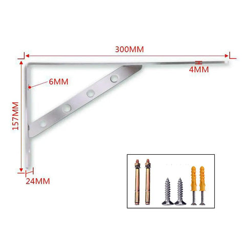 Heavy Duty Stainless Steel Floating Shelf Brackets Two Pack Straight Up Rock Solid Triangle Wall Mounts Built Tough Rust Resistant support beams with screws.