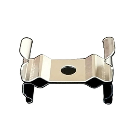Close-up of a single retaining clamp from the Flexible LED Strip Light Clips Pack Of 100 For Universal Channel Fit, Aluminum Profile