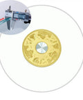 Large Tempered Glass Turntable With Silent Ball Bearing And Thickened 10mm Base, 360 Degree Rotating Tray shown with caliper measurement