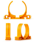 Open Style Dust Collection Pipe And Hose Hangers With Multi Mounting Options For Two And A Half Inch Ducting And Hoses Heavy Duty 4.5 Lb Holding Capacity Five Pack Orange For Wall Mounts In The Shop