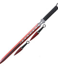 Xtreme 27 Inch Red And Black 2 Tone Stainless Sword With 20 Inch Blade And 7 Inch Handle Includes Nylon Sheath And Two Red Throwing Knives