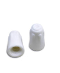 Two white ceramic wire connector caps, small size 22-14 AWG