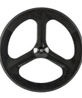 Tri-Spoke Carbon Front Wheel for Fixed Gear Bikes, 700C, 23mm Width, Lightweight 940g, Clincher Rim with 3K Glossy Finish, Toray T700 Carbon Fiber