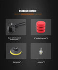 Package contents of Forced Dual Action Polisher Adapter Kit With Three Polishing Pads For Cordless Drill For Car Polishing Buffing.